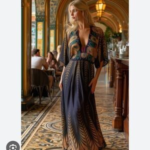 ✨ KLD Dani Kimono Sleeve Border Print Maxi Dress | NWT | Size M ✨